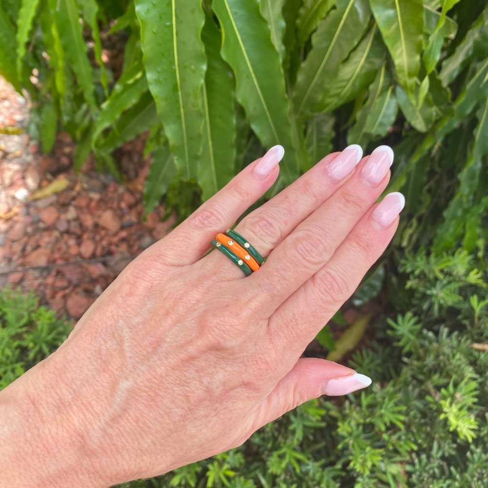 University of Miami Rings Jewelry for Tailgate Spirit Orange & Green Adjustable
